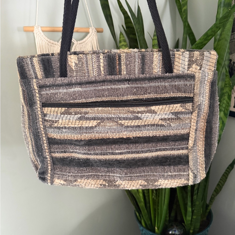 VTG 90s Woven Upholstery Tote Bag